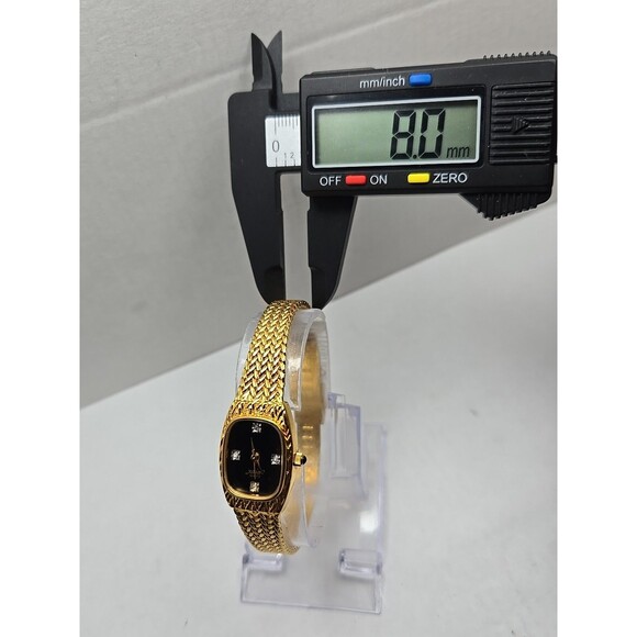 Xavier Womens Quartz Gold Tone Diamond Watch Basket Weave Bracelet New Battery - Picture 6 of 10